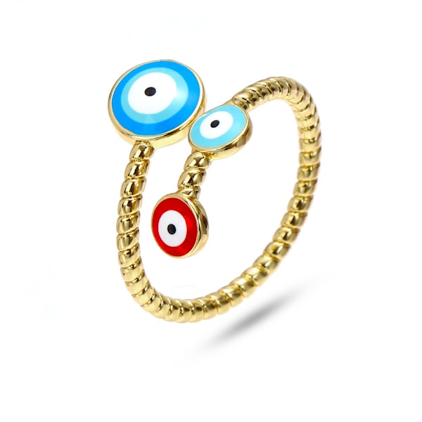 Ondt Øye Ring for Kvinner, Gullbelagt Fargerik Cubic Zirconia, ZQKLA