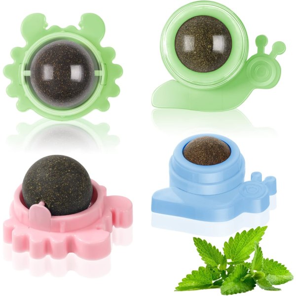 4 Pieces Rotating Wall Catnip Ball, Self Adhesive Edible Wal,ZQKLA