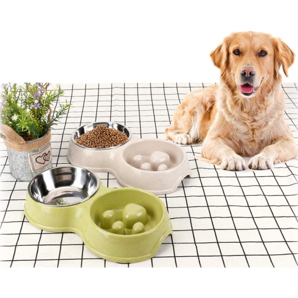 Pet Dog Slow Feeder Bowl, Rostfritt stål Anti-choke Puppy Fo, ZQKLA