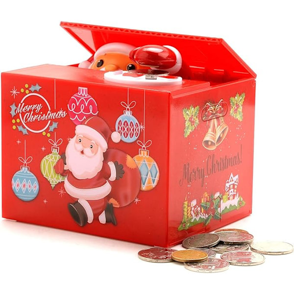 Julspargris Santa Claus Stjäl Myntburk för Barn,,ZQKLA