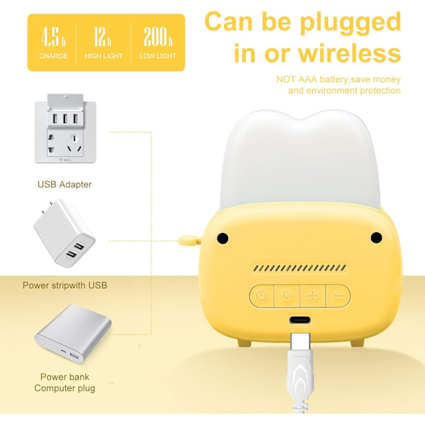 Sød Timer med Ur og Natlampe, Mini Toaster Form la,ZQKLA