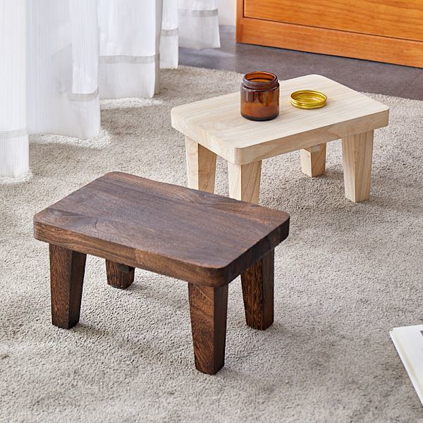 Solid Wood Footstool - Multifunctional Stool for Coffee Table, Shoes, Changing Table - Portable Low Bench (K-shape),AB