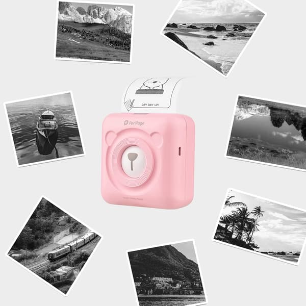 (Sort) Bærbar Fotoprinter Mini BT Trådløs Lomme Printer, ZQKLA