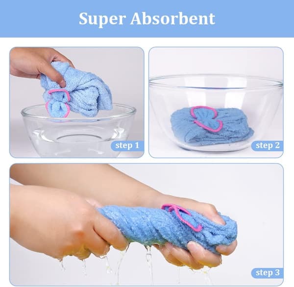 Håndklehette for hår, 3 stk Håndklær for tørking av hår, Superabsorberende Mikrofiber