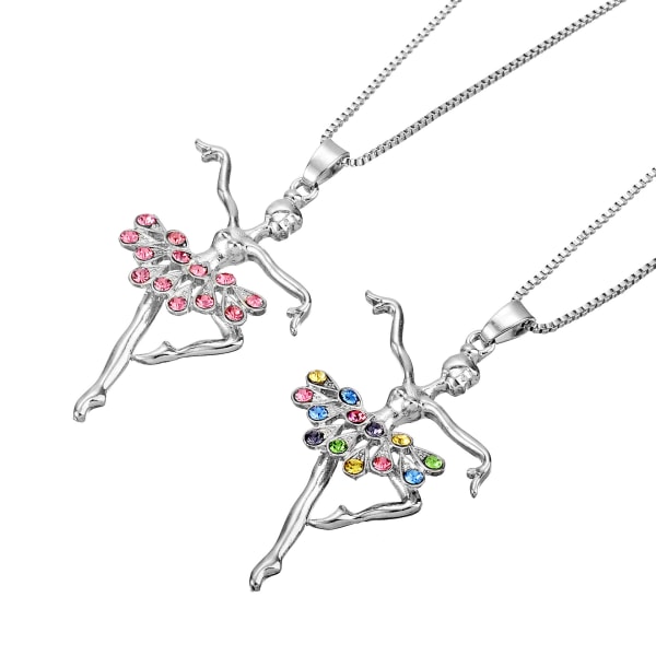 2 st Flerfärgad Dansande Ballerina Dansare Balett Hänge Halsband, ZQKLA