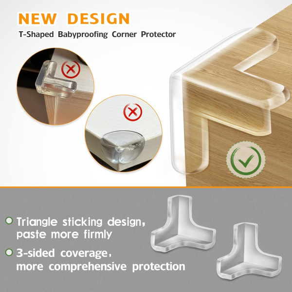 T-Shaped, 12 Pack Corner Protector, Clear Corner Guards Table Edg