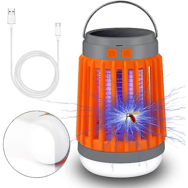 Campinglampe Solcelle Campinglampe UV-lys Insektdræber Myggefælde Campinglanterne Ip67 Vandtæt Bærbar Myggefælde Teltlampe USB Genopladning