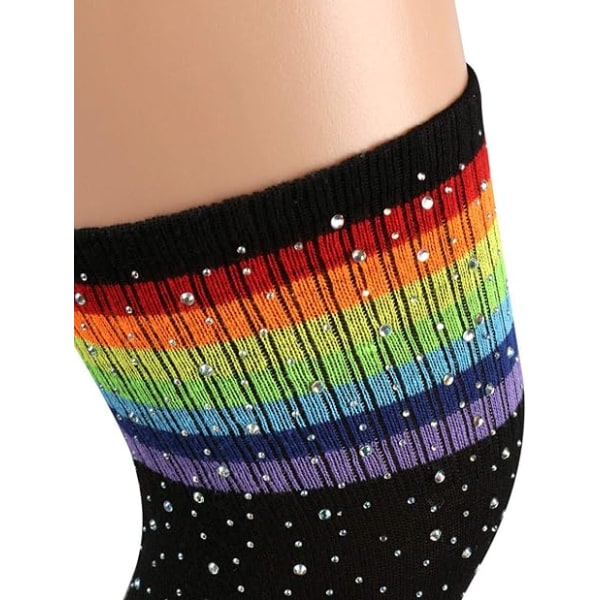 Crazy Long Knee High Søte julesokker Rainbow Striped Th,ZQKLA