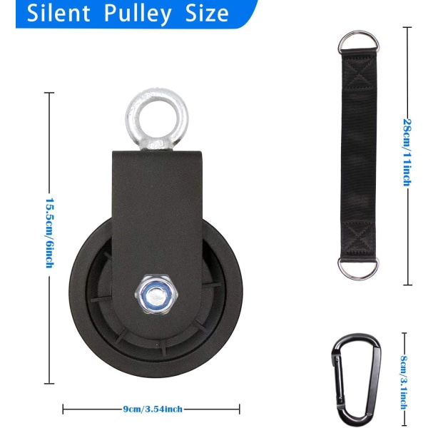 Cable Pulley, Weight Pulley with Suspension Strap and Carabi,ZQKLA