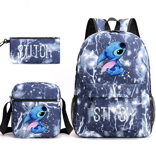 Lilo & Stitch Ryggsäck Set skolväska. .- Perfekt starry blue Lightning blue