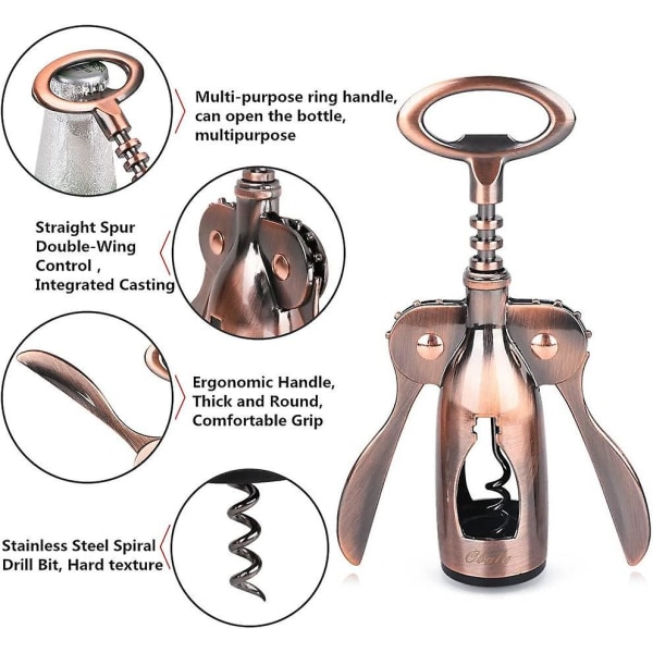 Vinkorksskruv, Inkluderar Vingformad Korkdragare Med Flasköppnare, ZQKLA