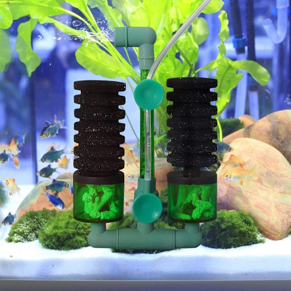 Dobbelt Svampe Luftpumpe Filter, Dobbelt Svampefilter til Akvarium, ZQKLA