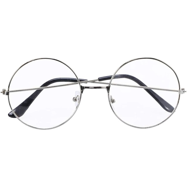 (Sølv) Retro Unisex Runde Ultra Light Clear Lens Briller f,ZQKLA