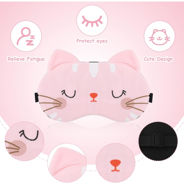 3 delar ögonmask sovmask för barn Tecknad kattsömnmask med