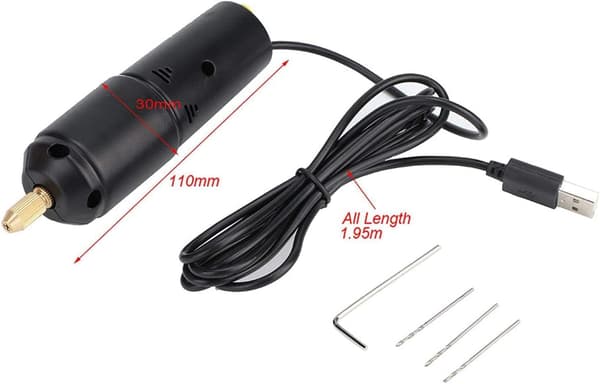 Mini Elektriske Bor DC 5V Bærbar USB Bor med 3 Bor, ZQKLA