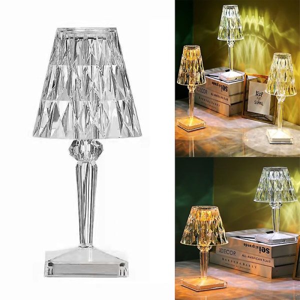 Dewenwils Krystal Bordlampe Opladning Touch Lampe Soveværelse Natlampe