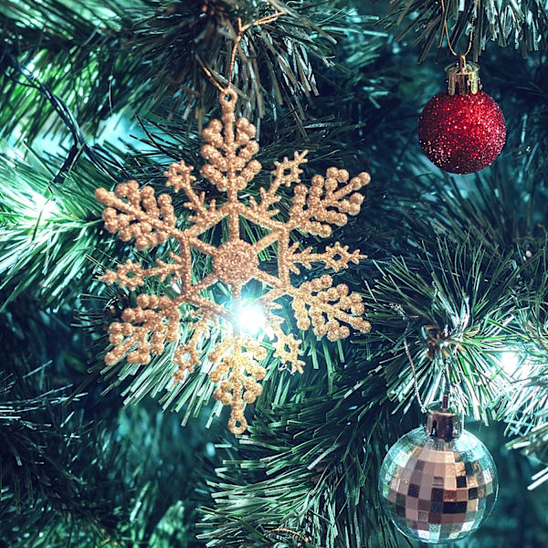 24 stk Plastjuleglitter Snøfnugg Ornamenter Jul, ZQKLA