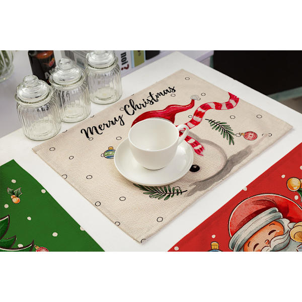 Jultomte Snögubbe Julbordsplaceringsunderlägg för Matbord - 12, ZQKLA