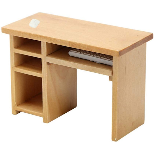 Miniatyr Møbler 1:12 Skala Dukkehuss Computerbord Træ Pels