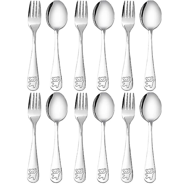 12 Pieces Kids Silverware Stainless Steel Children's Safe Child Spoon And Fork Set Toddler Utensils