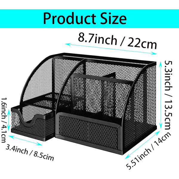 Skrivebordsorganisator, Skrivebordsopbevaring, Multifunktionel Metal Mesh Pen, ZQKLA