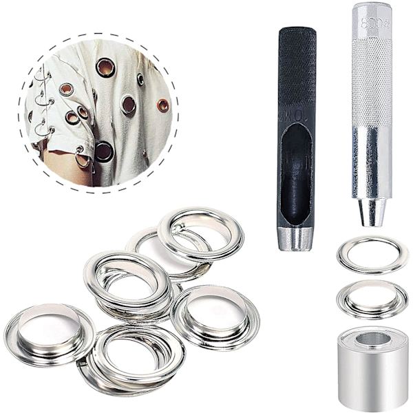 Öglan Kit Verktyg 10mm Metall Ögla Set 100 Set Grommet Kit, ZQKLA