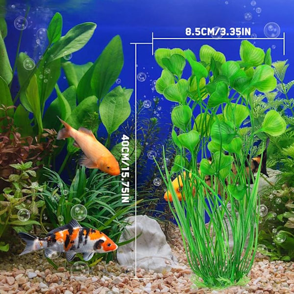 Akvariedekorationsplanter, 5 stk. Kunstige akvarieplanter 15\"