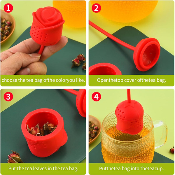 3 stk. Silikon Te-Infuser, Genanvendelig Silikon Te-Filter, ZQKLA