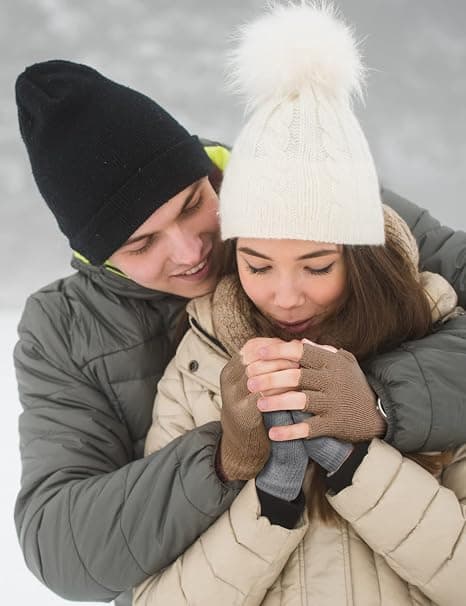 2 Par Vinter Fingerlösa Vantar, Unisex Varma Termiska Hal, ZQKLA