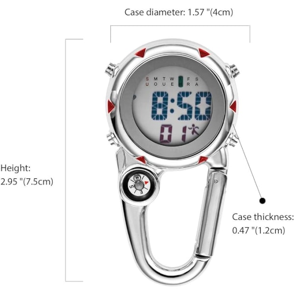 Compass Karbinhake Watch Multifunktionell Urtavla Por,ZQKLA