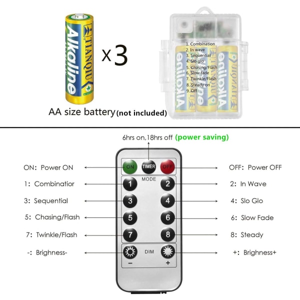 Batteridrivna Fe-Ljus, [2-pack] 20M 200 LED Vattentäta, ZQKLA