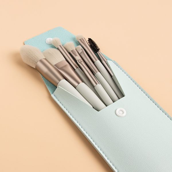 8 mini makeupbørste sæt med pu tasker fuldt sæt af Molandi bløde ha