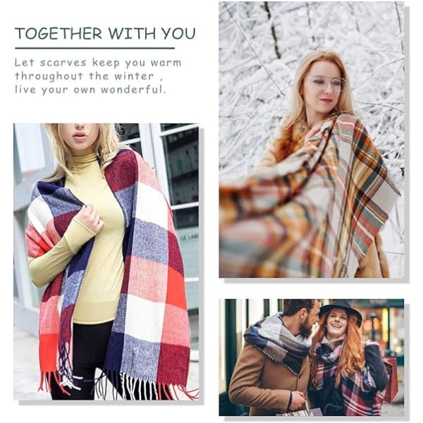 Vinter Tartan Scarf - Lång Pläd Damscarf Varm Ull Bri,ZQKLA