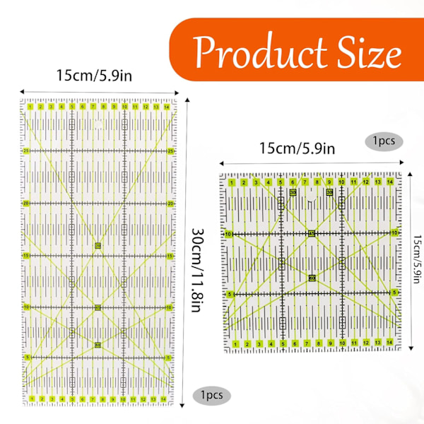 Patchwork Linjal 30 x 15 cm/ 15 x 15 cm Akryl Sy Linjal, ZQKLA