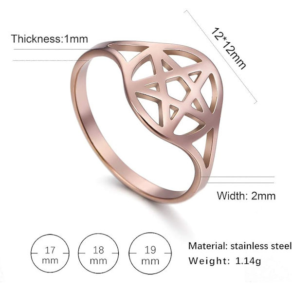 Pentagram Pentakel Ringsæt til Kvinder Wiccan Stjerne Ring Band, ZQKLA
