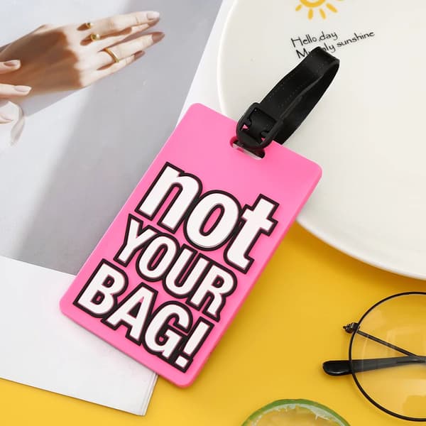 Sett med 7 bagasjelapper i PVC for koffert