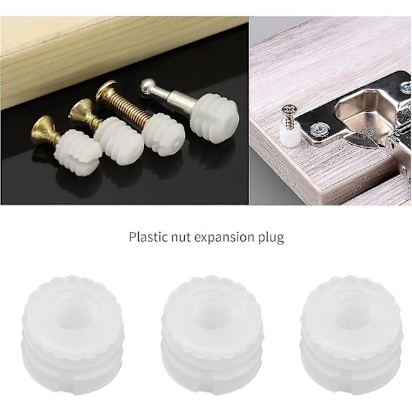 100 kpl saranan laajennustappeja M4x8mm muoviset laajennustapit 4mm valkoiset saranan tappien lisäosat kaappiin 8.8x8mm-11