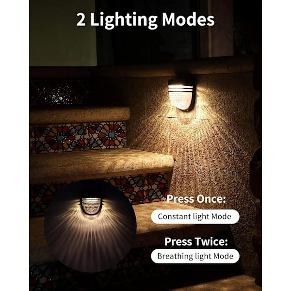 Solcellsdriven utomhuslampa, LED-solcellsdriven utomhuslampa med 2 lägen & IP65, ZQKLA