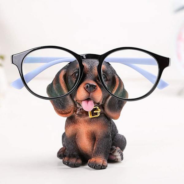 (Brunlig Sort) Sjov Hundeformet Brilleholder, Brille Stan, ZQKLA