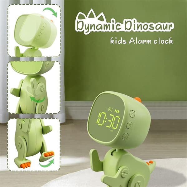 Digital vækkeur til børn, dinosaurvækkeur med variabel form, snooze