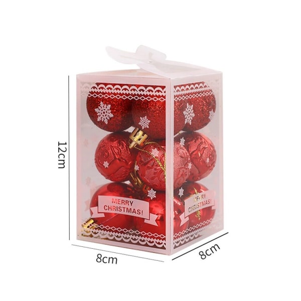 12 stk 4cm Juletrær Kuler Jul Hjem Dekor Glitter Kuler Pa