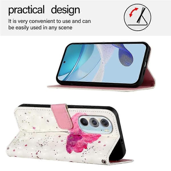 Læder Telefon Cover til Motorola Edge X30 / Edge 30 Pro Flower