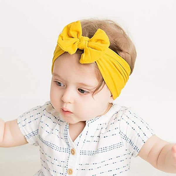 28 stk. Babyjente Hodebånd med Sløyfer Nylon Hårbånd Elastiske, ZQKLA