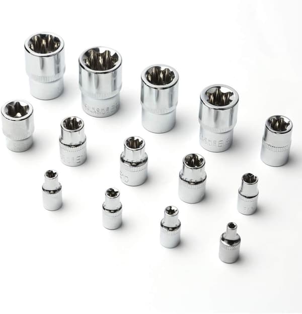 Stjärnsocklar, 14 Stjärnformade Torx-socklar i stål, ZQKLA