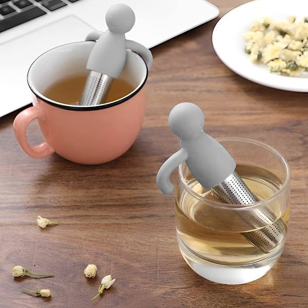 2 Stk. Te-infuser i rustfrit stål og silikone, Sød silikone, ZQKLA