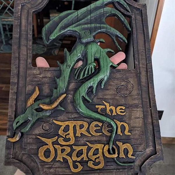 Taru sormusten herrasta: The Prancing Pony ja The Green Dragon -pubikyltit, hauskat baarikyltit, pubibaarin koristeelliset seinäkiltit ja kyltit etuovelle