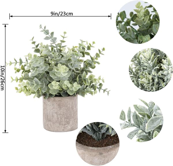 3-pack Mini Krukväxter Konstgjorda Plast Eucalyptus, ZQKLA