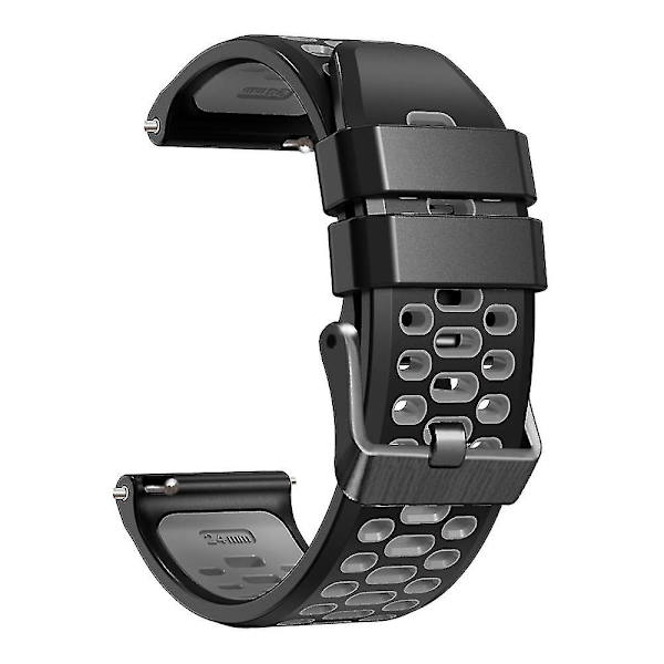 Til Suunto 7 / 9 / 9 Baro Dobbelt-farvet Silikon Urrem 24mm Multi-hul Design Hurtigudløsning Håndledsrem, Sort Grå
