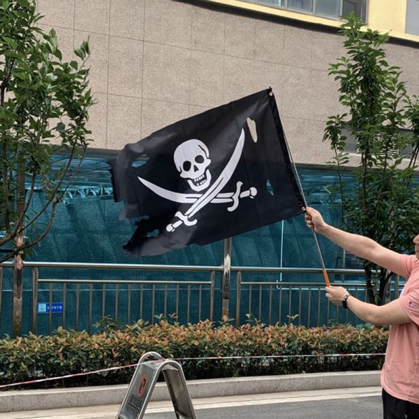 2 stycken 2x3 fot Jack Rackham Skalleben Piratflagga för Dekoration, ZQKLA