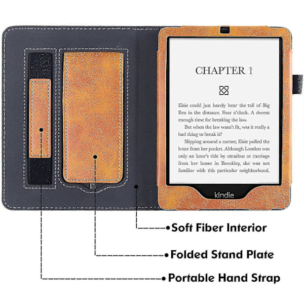 Kreativt etui med stativ, kompatibelt med 6,8 tommer Kindle Paperwhite 11. generation 2021 Brown Gray